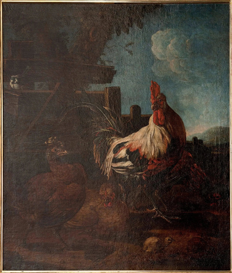 Høne med høner og kyllinger - Melchior de Hondecoeter