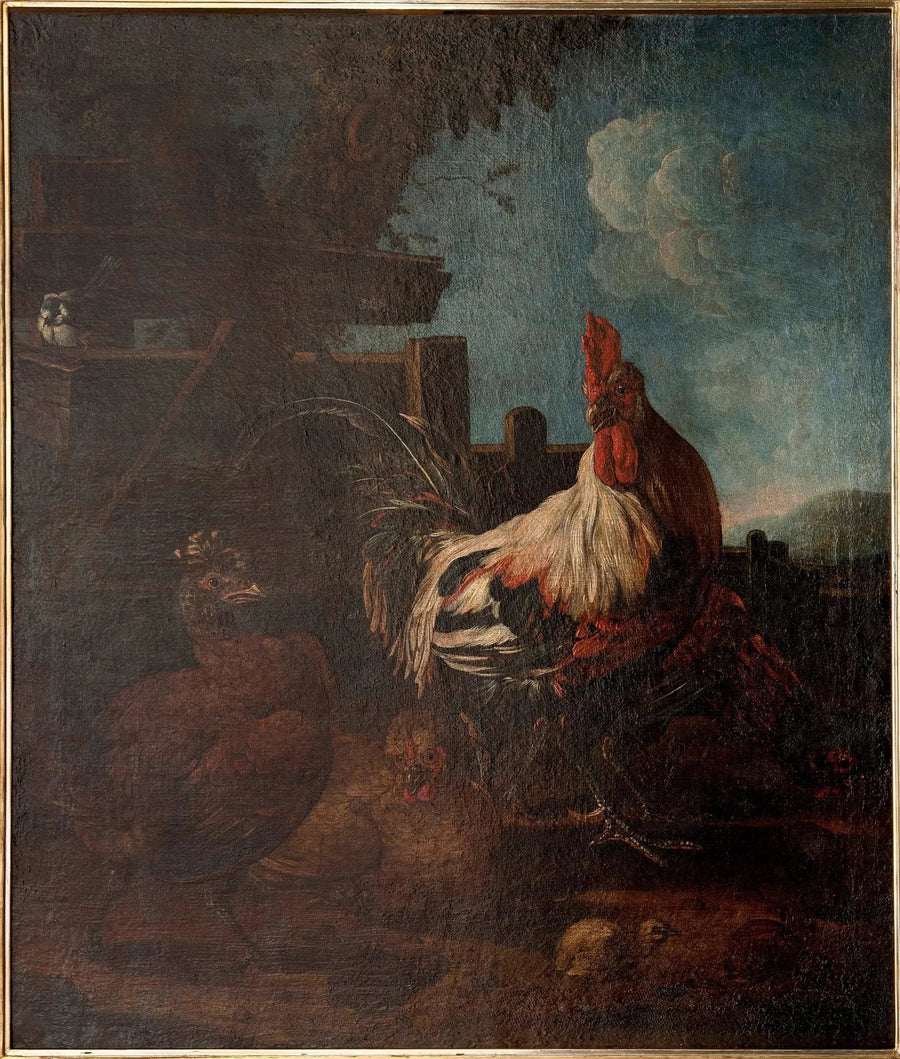 Høne med høner og kyllinger - Melchior de Hondecoeter