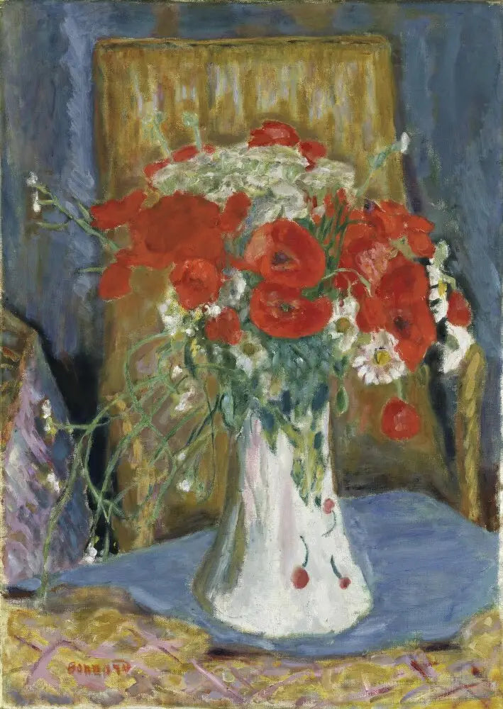 Coquelicots dans un vase - Pierre Bonnard image 1 copie peinte à la main à l’huile