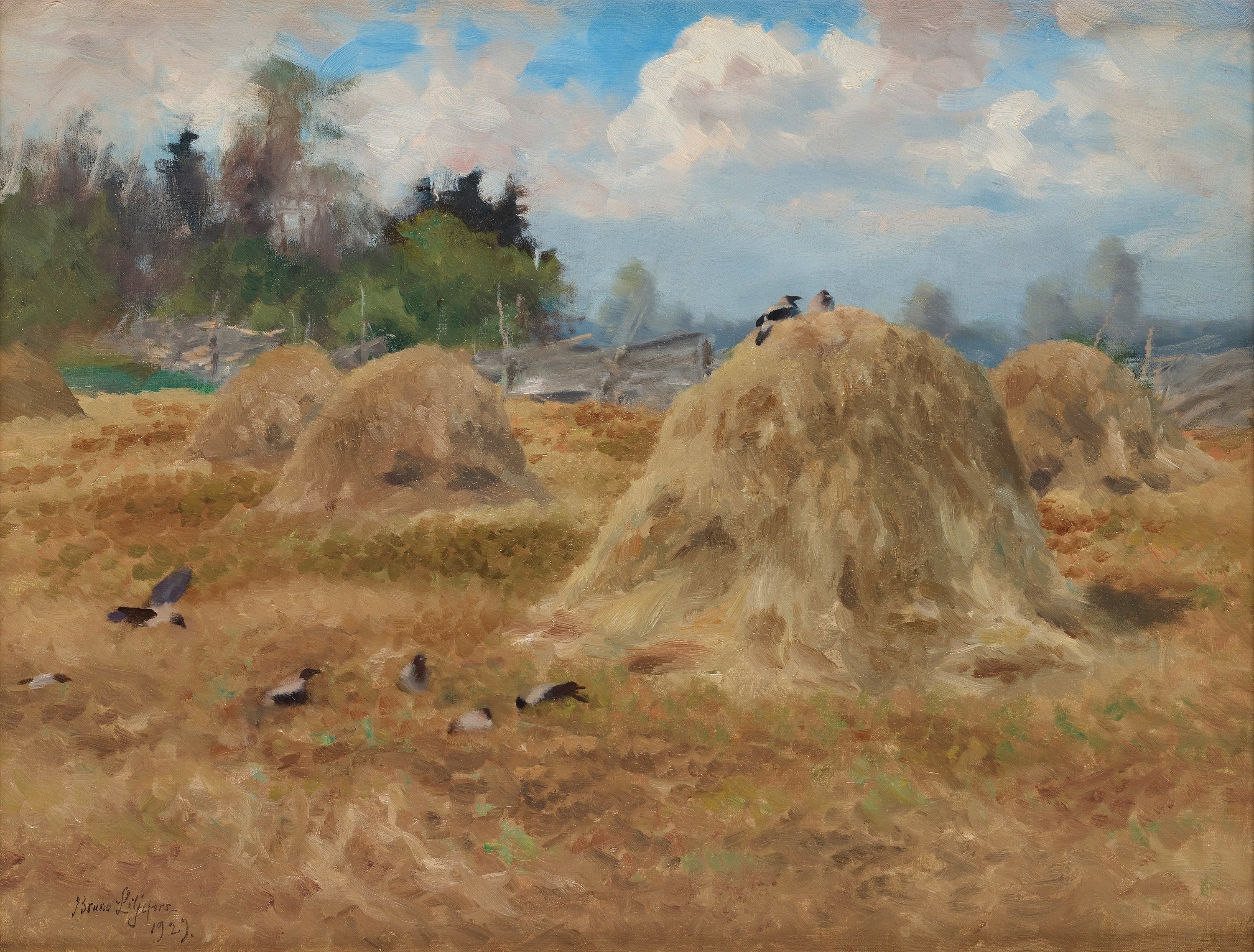 Corbeaux et meules de foin - Bruno Liljefors