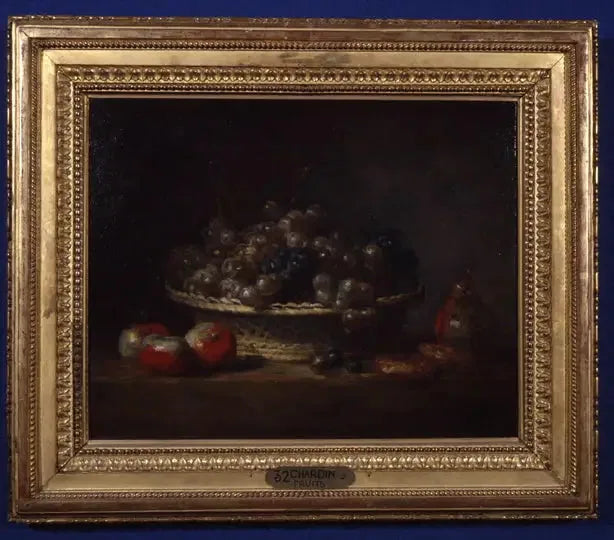 Korb med druer, æbler og pærer og småkager - Jean Siméon Chardin