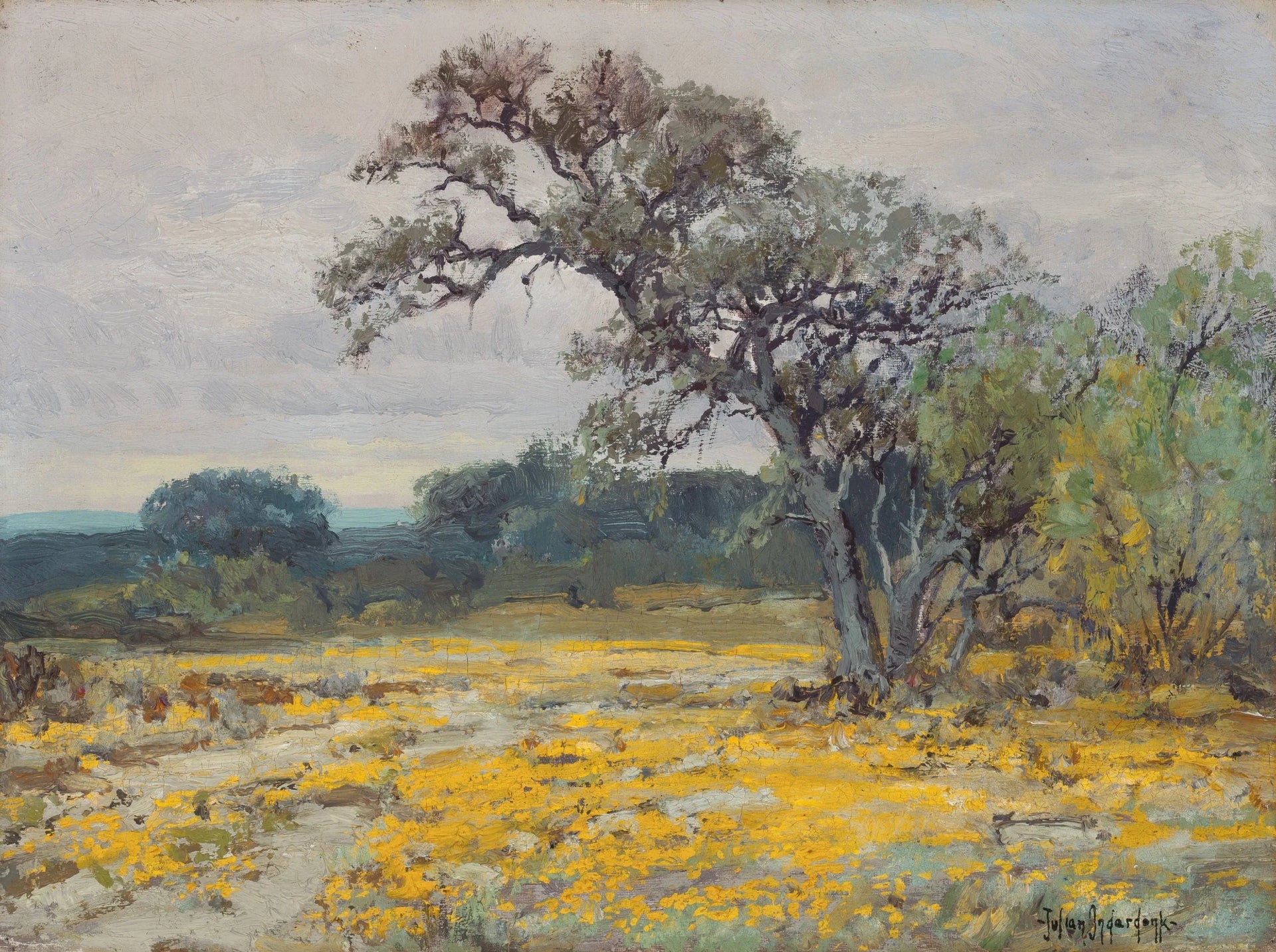 Coréopsis, près de San Antonio, Texas - Julian Onderdonk image 1 copie de tableau peinte à la main