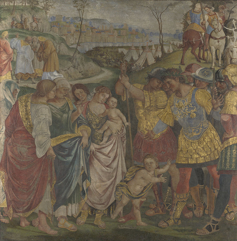 Coriolan, overbevist af sin familie om at spare Rom - Luca Signorelli