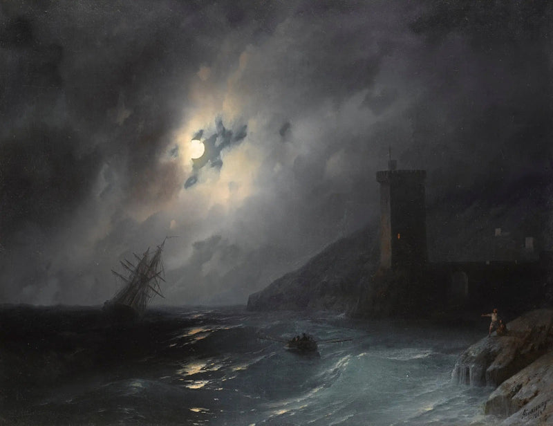 Månebelyst kystlinje - Ivan Aïvazovski