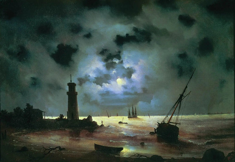 Nattehavet. Tæt på fyrtårnet - Ivan Aïvazovski