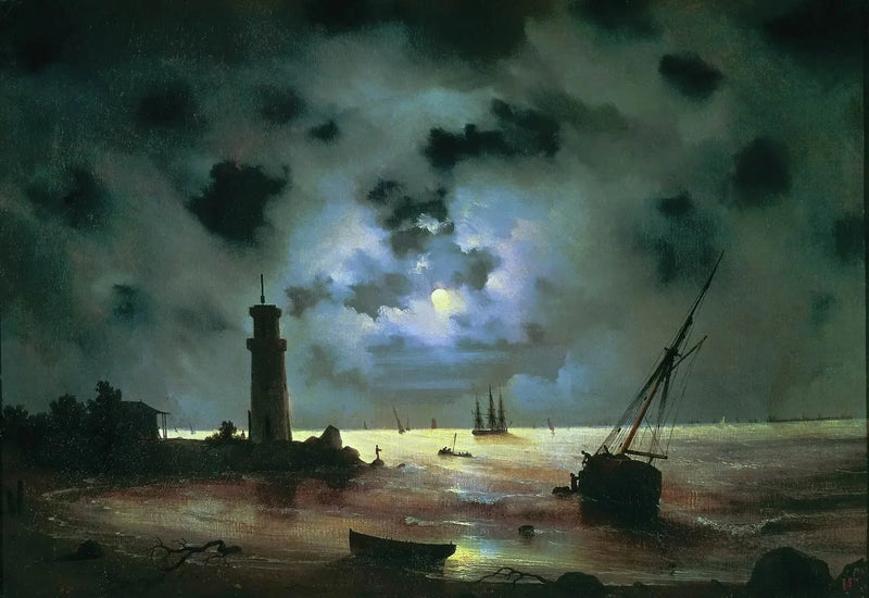 Nattehavet. Tæt på fyrtårnet - Ivan Aïvazovski