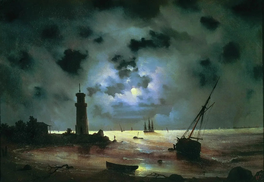 Nattehavet. Tæt på fyrtårnet - Ivan Aïvazovski