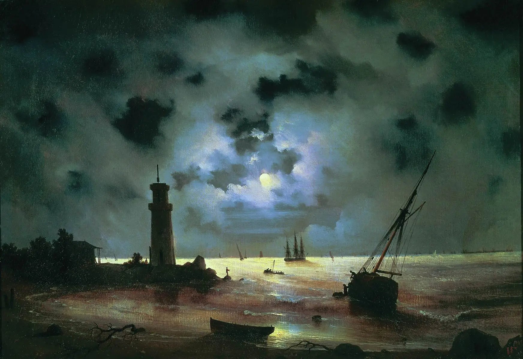 Côte de nuit. Près du phare - Ivan Aïvazovski - Alpha Reproduction