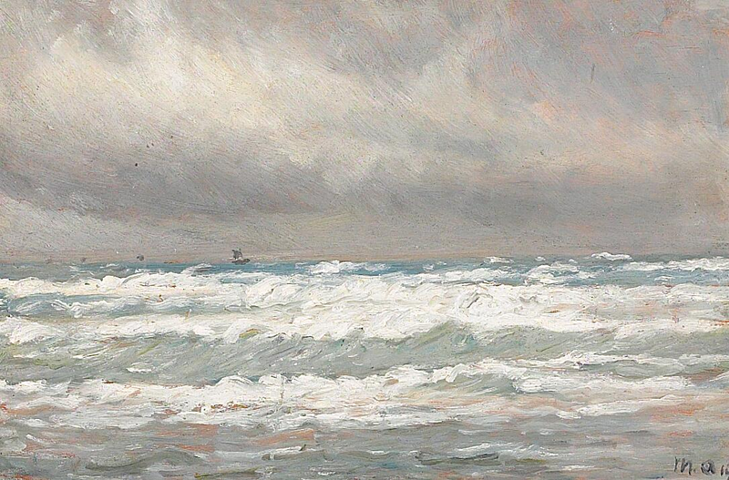 Kyst på en blæsende dag. - Michael Peter Ancher