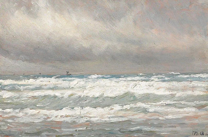 Kyst på en blæsende dag. - Michael Peter Ancher