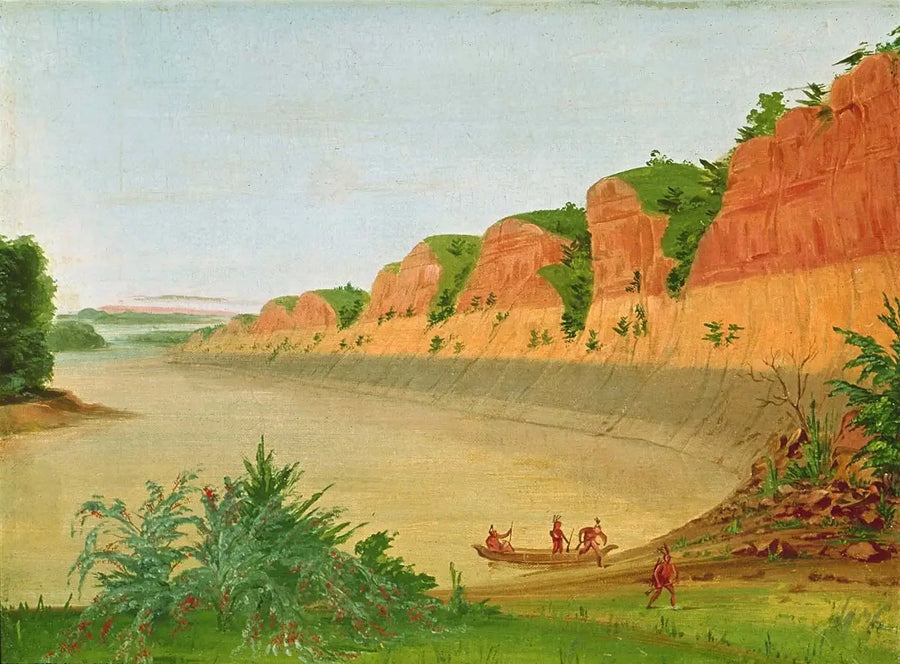 Sydsiden af øen Buffalo, der viser Buffalo-bugterne i forgrunden - George Catlin