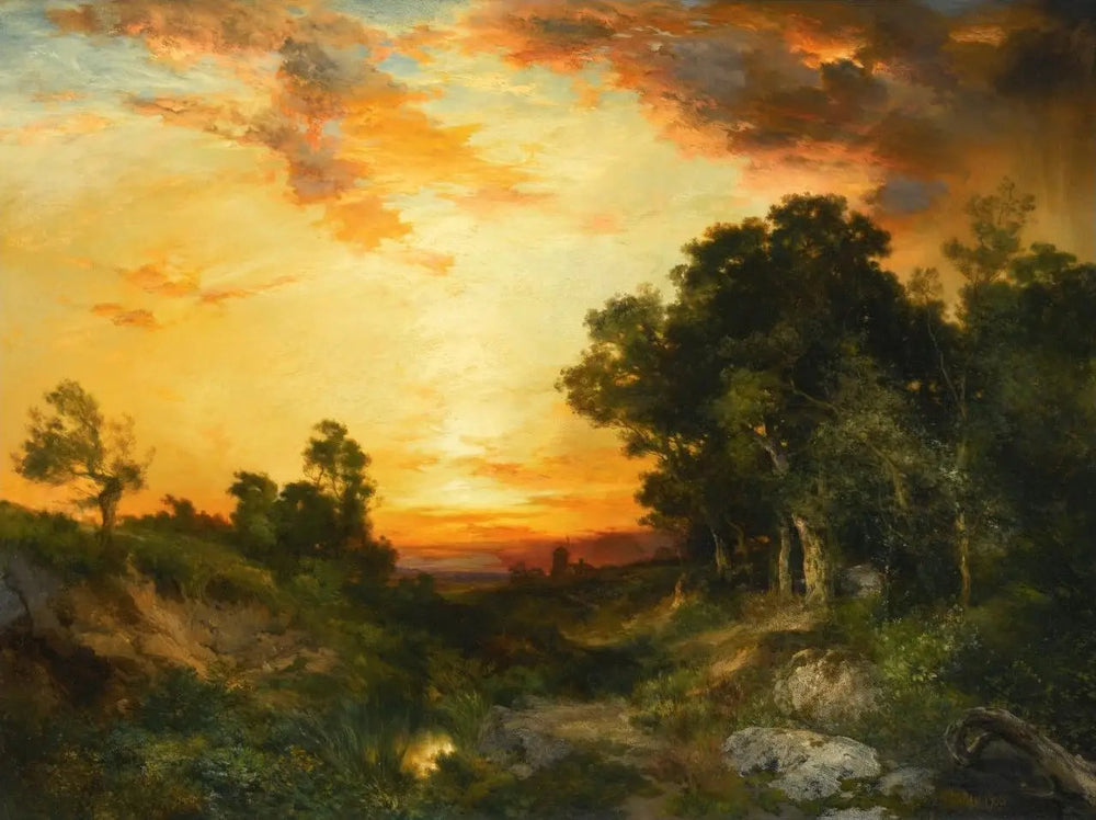 Coucher de soleil, Amagansett - Thomas Moran image 1 reproduction artisanale de tableau