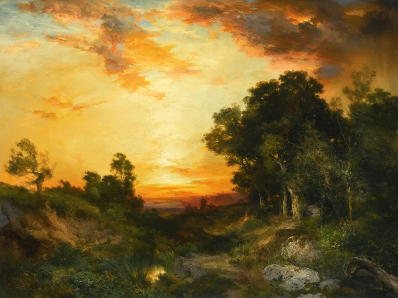 Solnedgang, Amagansett - Thomas Moran