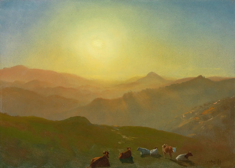 Solnedgang, Clay Street Hill, San Francisco - Albert Bierstadt