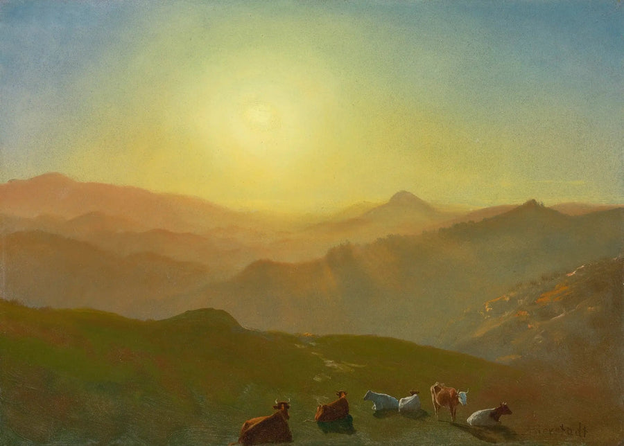 Solnedgang, Clay Street Hill, San Francisco - Albert Bierstadt