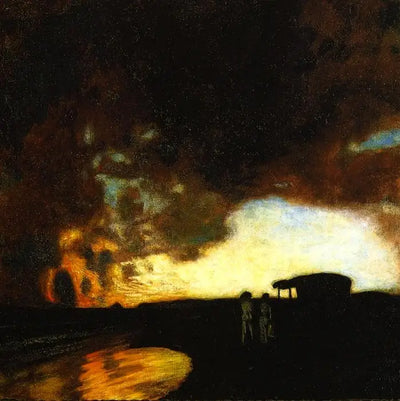Reproduction du tableau « Coucher de soleil en mer - Franz Von Stuck » par Alpha Reproduction en peinture à l’huile