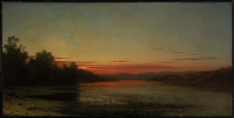 Solnedgang: Champlain-søen - Martin Johnson Heade