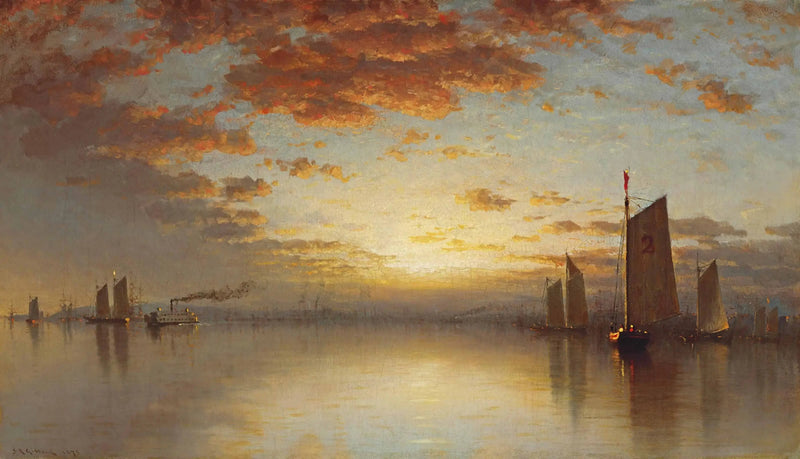 Solnedgang over New York-bugten - Sanford Robinson Gifford