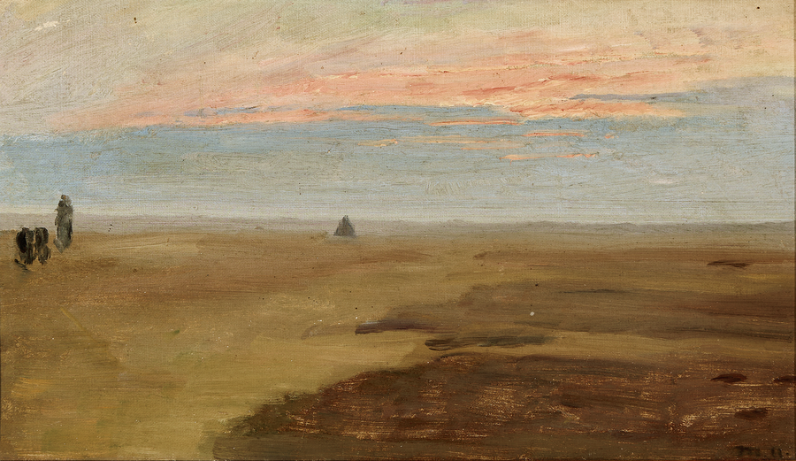Solnedgang over heden. - Michael Peter Ancher