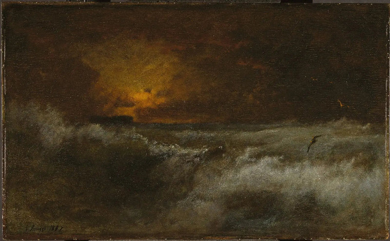 Solnedgang over havet - George Inness
