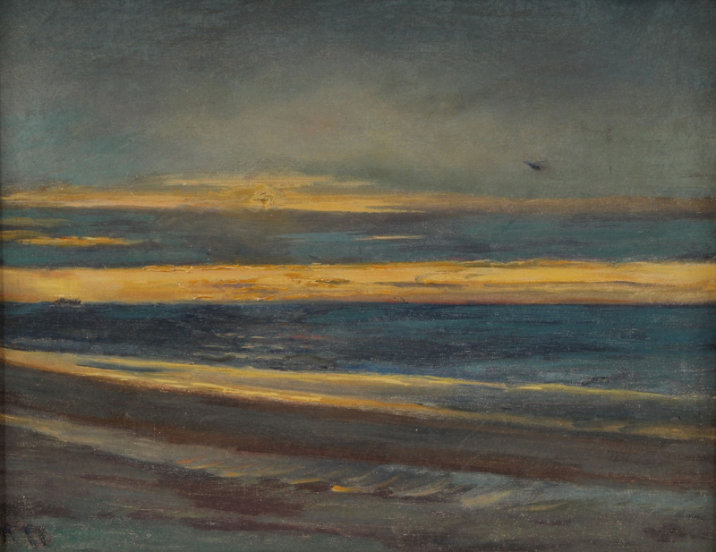 Solnedgang over havet. - Michael Peter Ancher