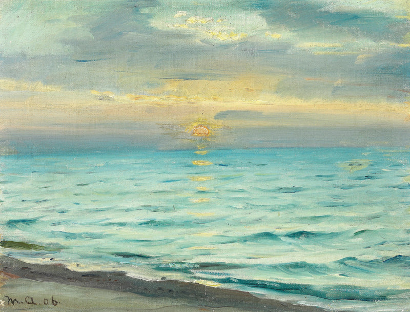 Solnedgang på Skagen strand. - Michael Peter Ancher