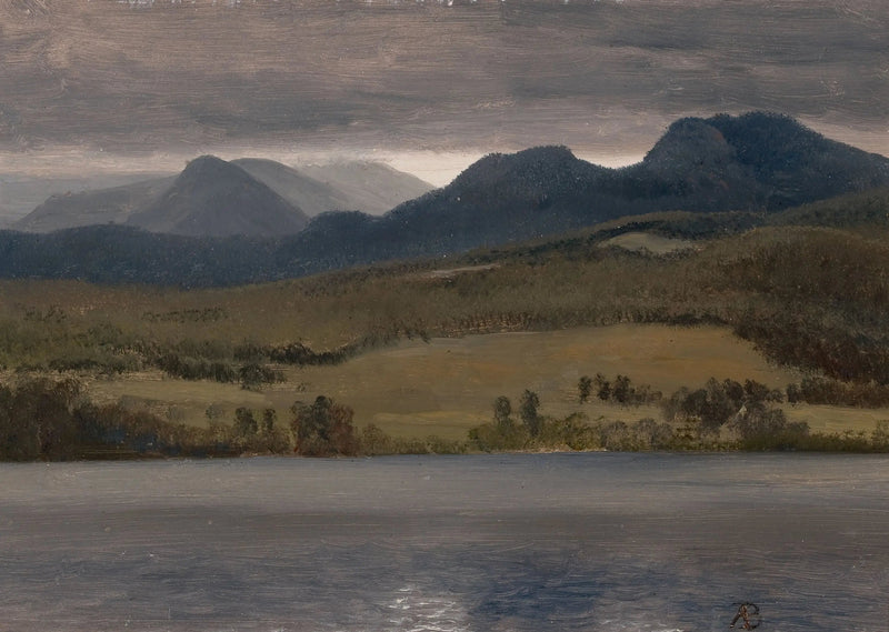 Solnedgang over søen - Albert Bierstadt