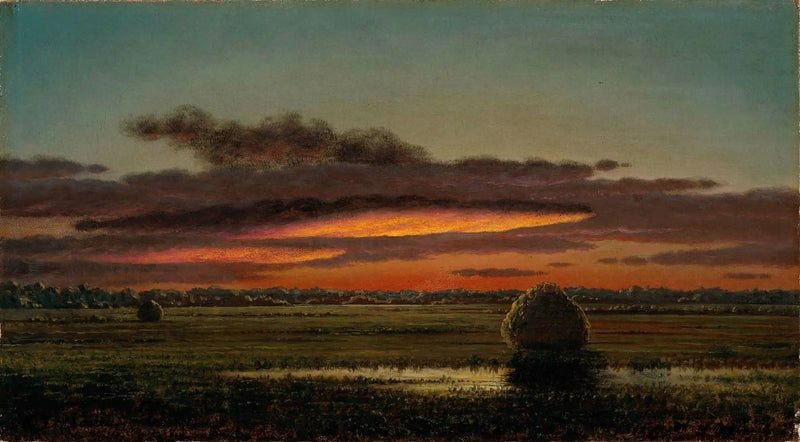 Solnedgang over marsklandet - Martin Johnson Heade