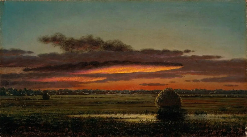 Solnedgang over marsklandet - Martin Johnson Heade