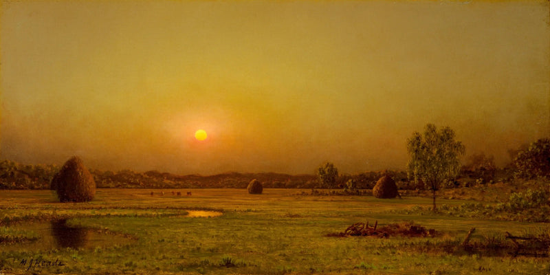 Solnedgang over marskene, Newburyport, Massachusetts - Martin Johnson Heade