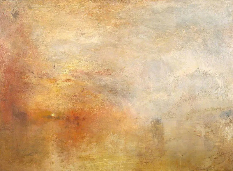 Solnedgang over en sø - J. M. W. Turner