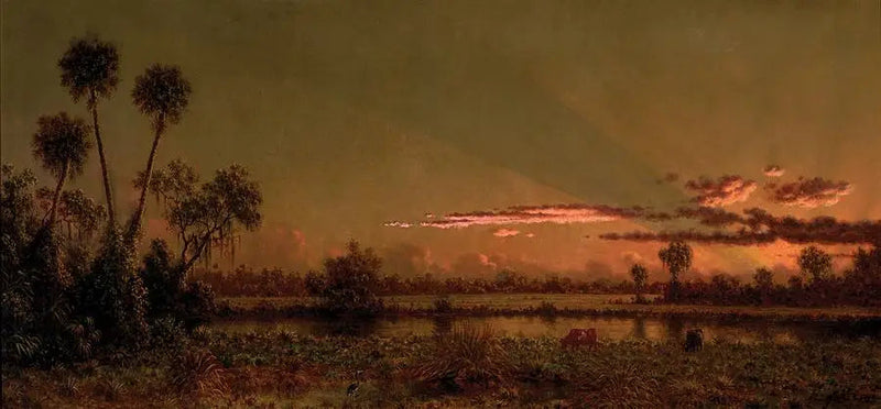 Tropisk solnedgang: Floridas sump - Martin Johnson Heade