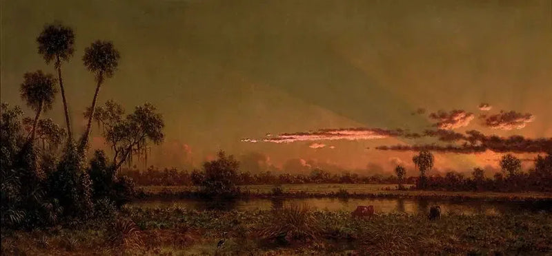Tropisk solnedgang: Floridas sump - Martin Johnson Heade