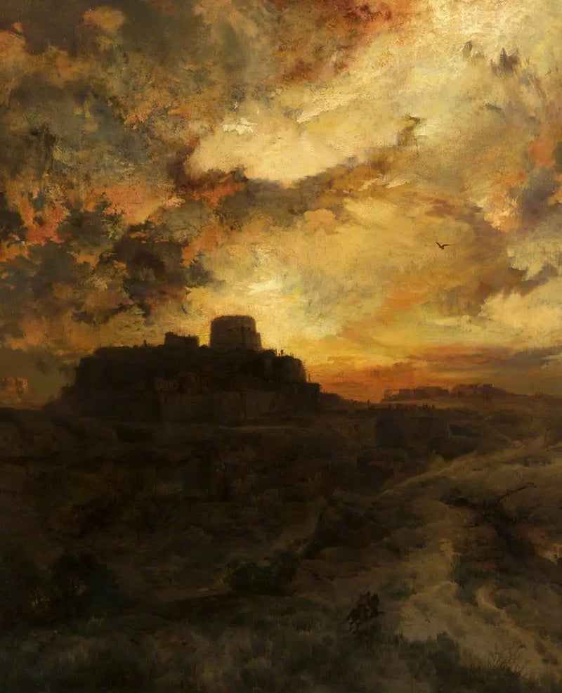 Solnedgang, Pueblo del Walpe, Arizona - Thomas Moran