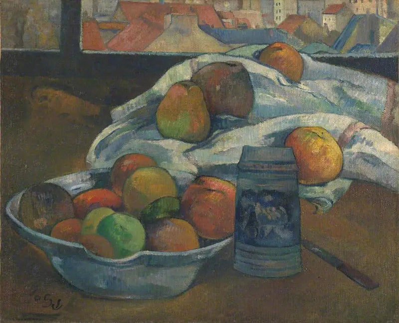 Frugtskål og kande foran vinduet - Paul Gauguin