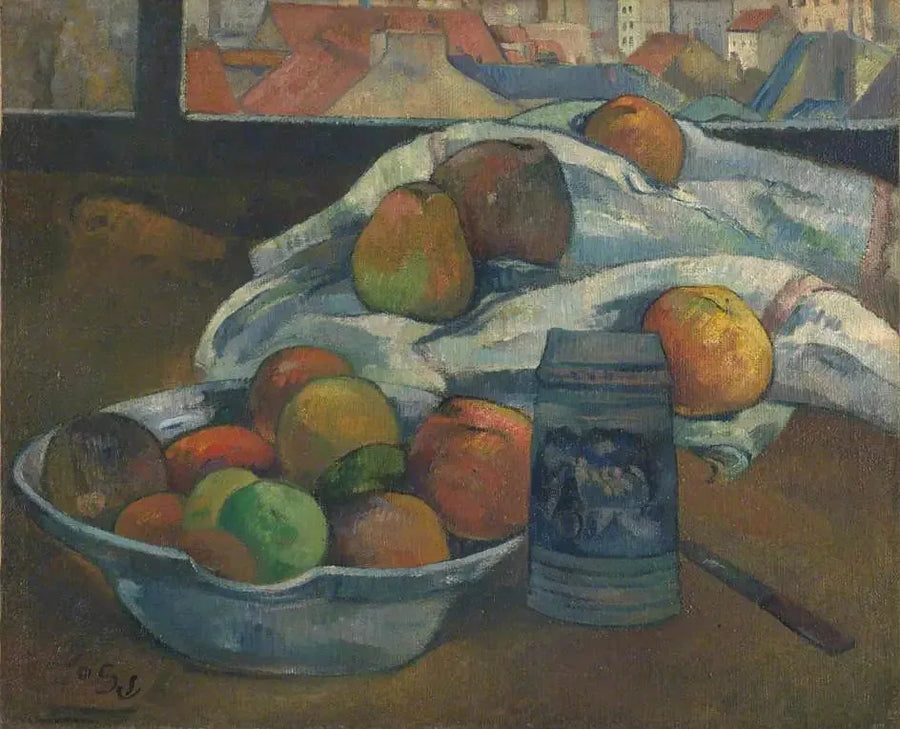 Frugtskål og kande foran vinduet - Paul Gauguin