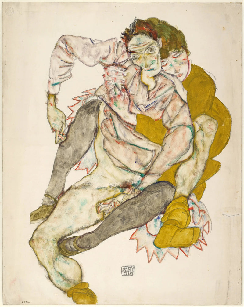 Siddende par - Egon Schiele