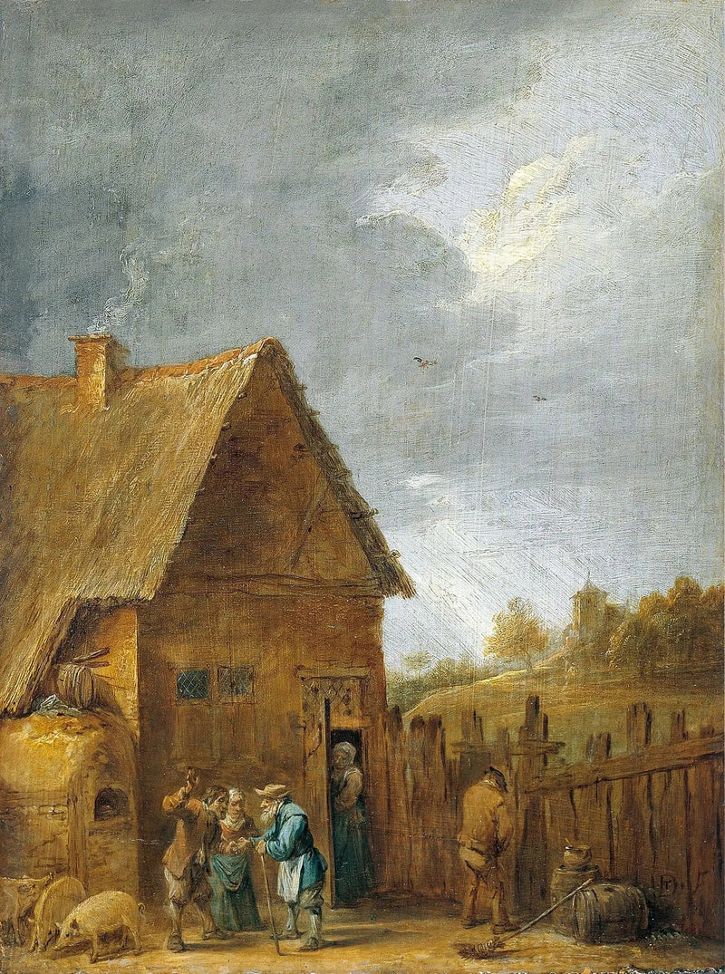 Gård af et bondehus - David Teniers den Yngre