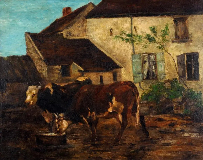 Gårdsplads nær Étretat - Gustave Courbet
