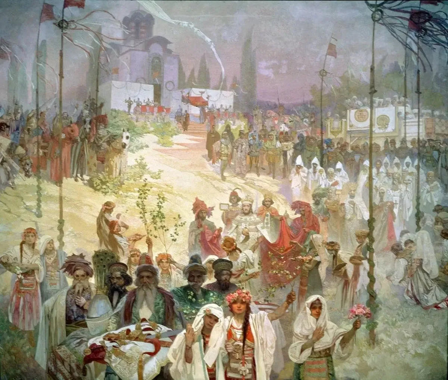 Krøningen af den serbiske zar Stefan Dušan som byzantinsk kejser - Alphonse Mucha