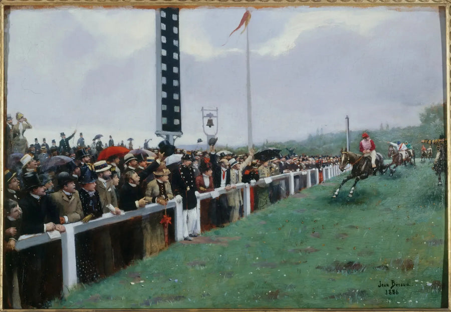 Cours à Longchamp ; ankomsten til målstregen - Jean Béraud