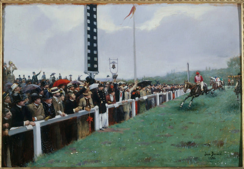 Cours à Longchamp ; ankomsten til målstregen - Jean Béraud