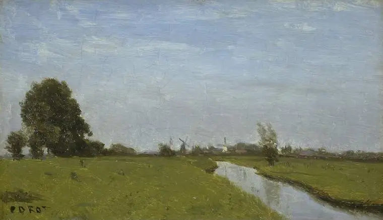 Vandløb i Holland. Fladland - Jean-Baptiste Camille Corot