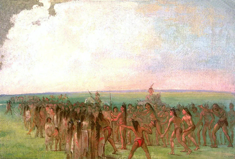 Løbetræning bag landsbyen Mandan - George Catlin