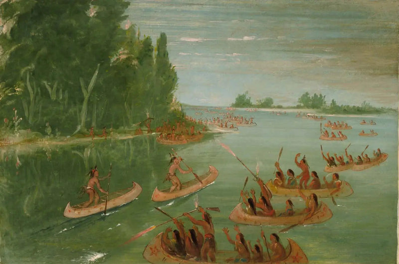Kano-konkurrence nær Sault Ste. Marie - George Catlin