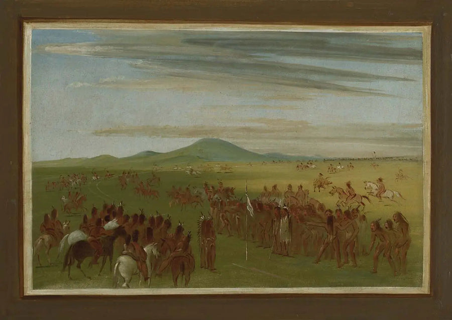 Hestevæddeløb på en bane bag landsbyen Mandan - George Catlin