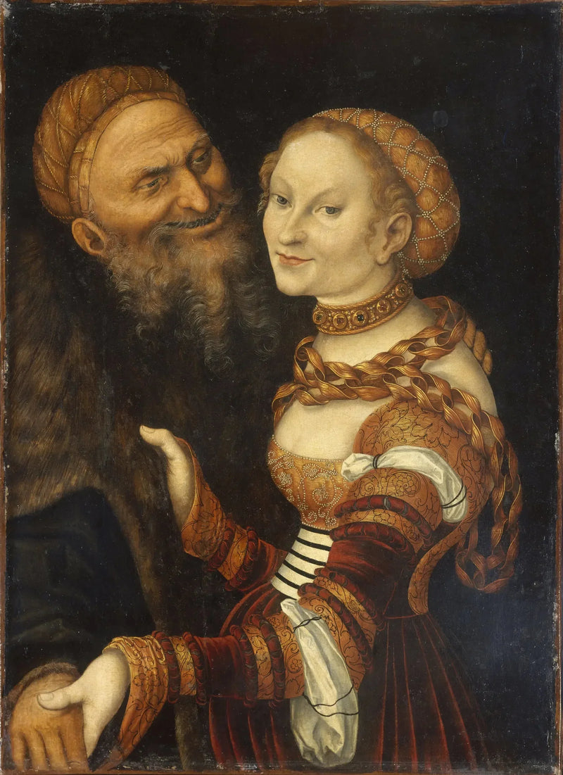 Courtisane og Vieillard - Lucas Cranach den Ældre