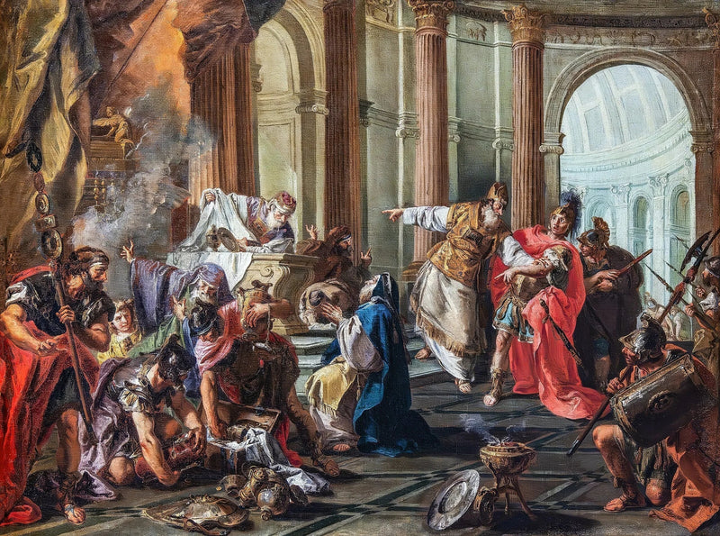 Crassus ødelægger templet i Jerusalem - Giovanni Battista Pittoni