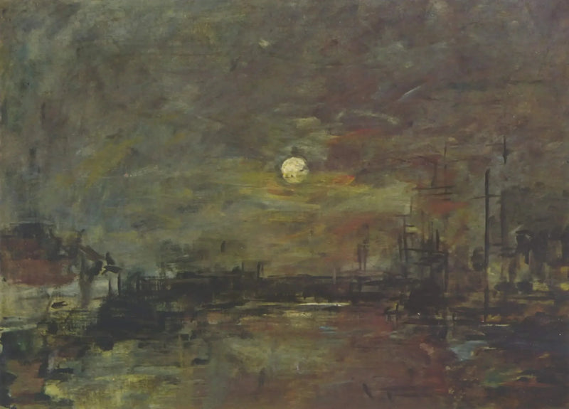 Skumring over Handelsbassinet i Havre - Eugène Boudin