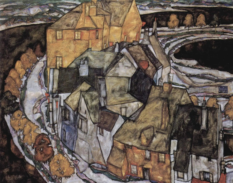 Croissant af Huse II (Øby) - Egon Schiele